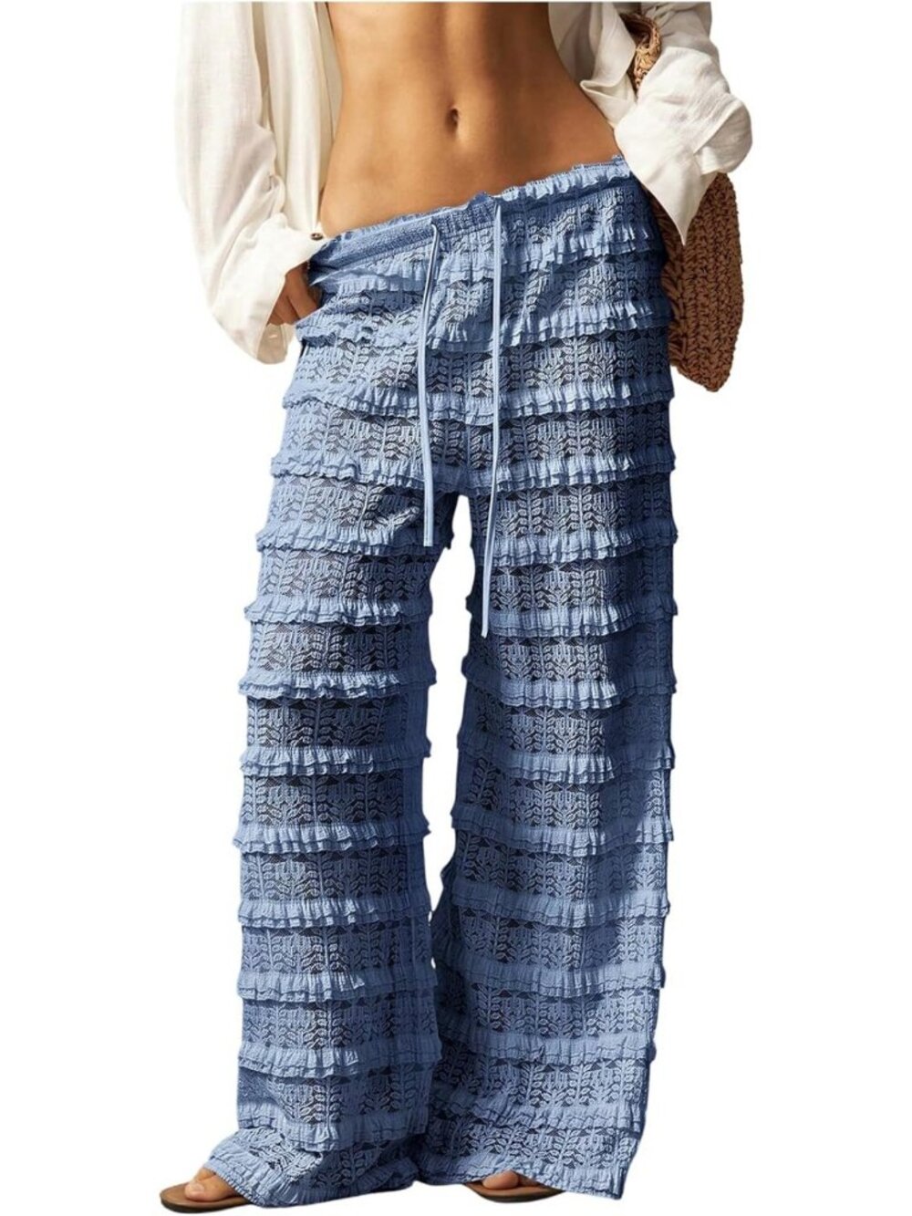 Chic Women's Crochet Lace Pants | Mesh Beach Cover-Up | Vacation Ready Outfit